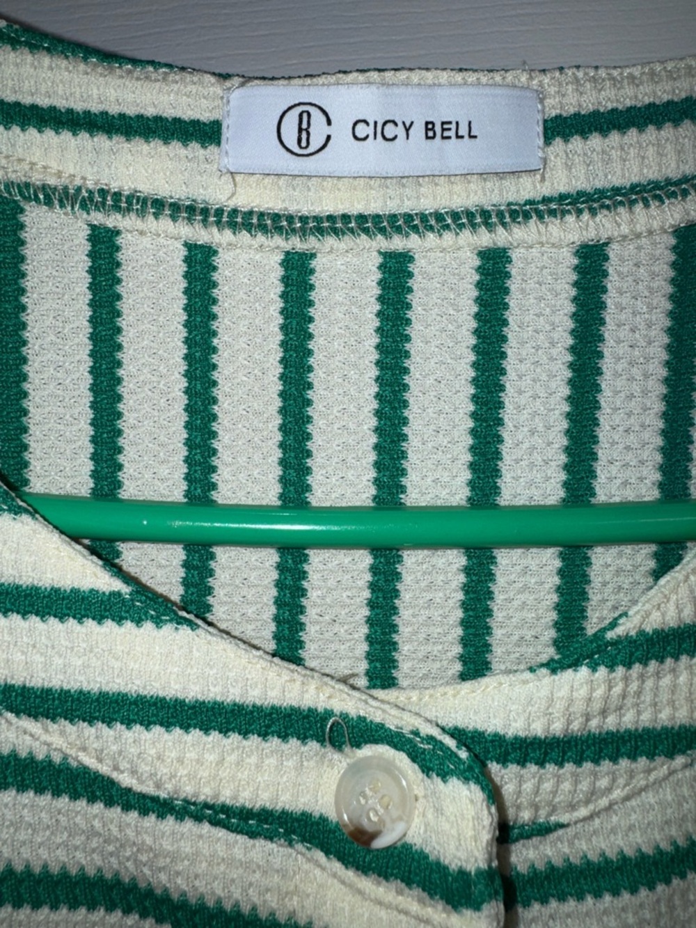 CICY BELL Women’s Sleeveless Green Stripe Wide-Leg Jumpsuit, New Size XL - Picture 6 of 16